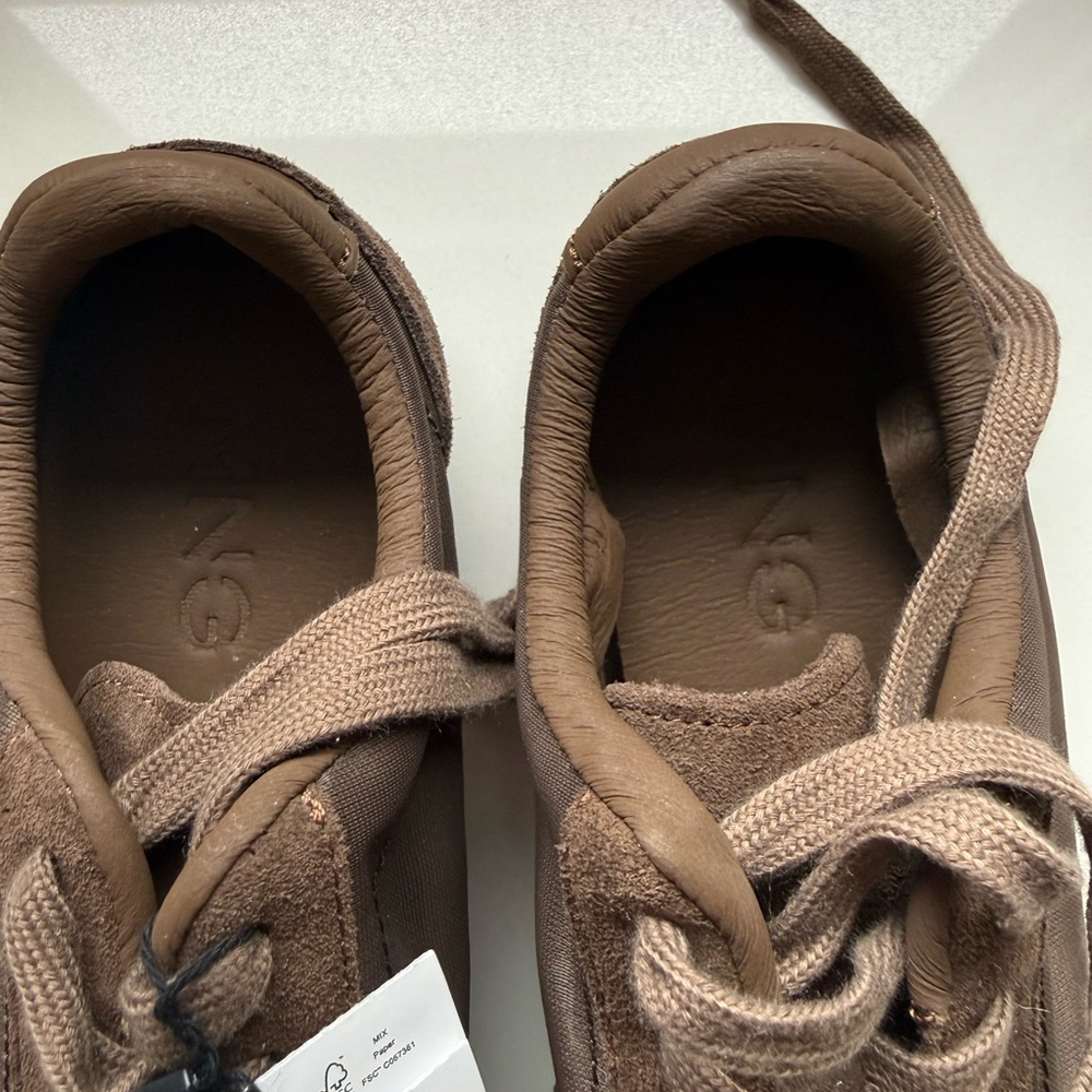 Mango Mixed Media Sneaker Brown Suede & Fabric Lace-Up new with tag - Picture 5 of 8